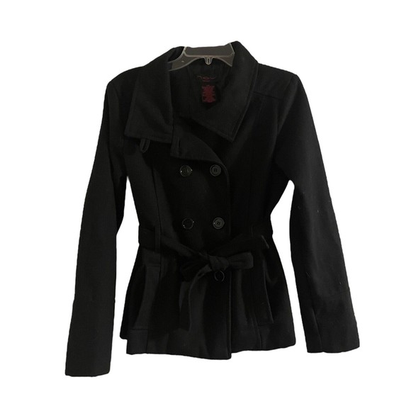 neu look Jackets & Blazers - Neu Look Women's Black Peacoat Jacket Winter Double Breasted Wool Blend Size L